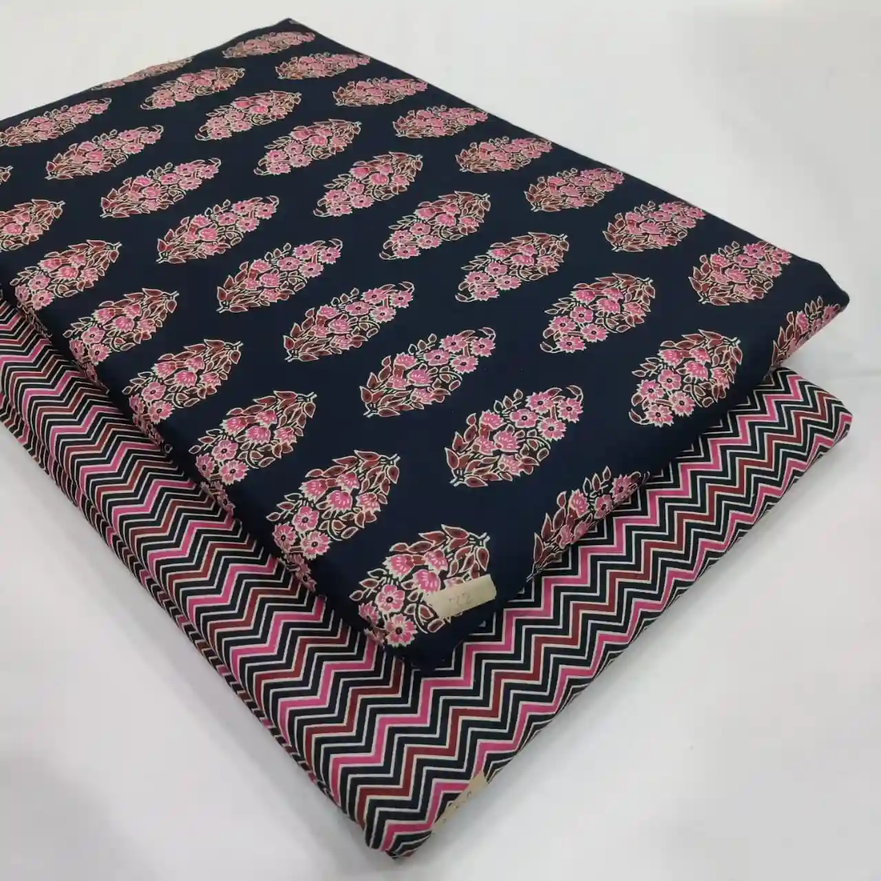 BAG2-001 - Bagru Print Cotton Fabric 2-Piece Set | 100% Pure Cotton Fabric Jaipur - Inkdrip