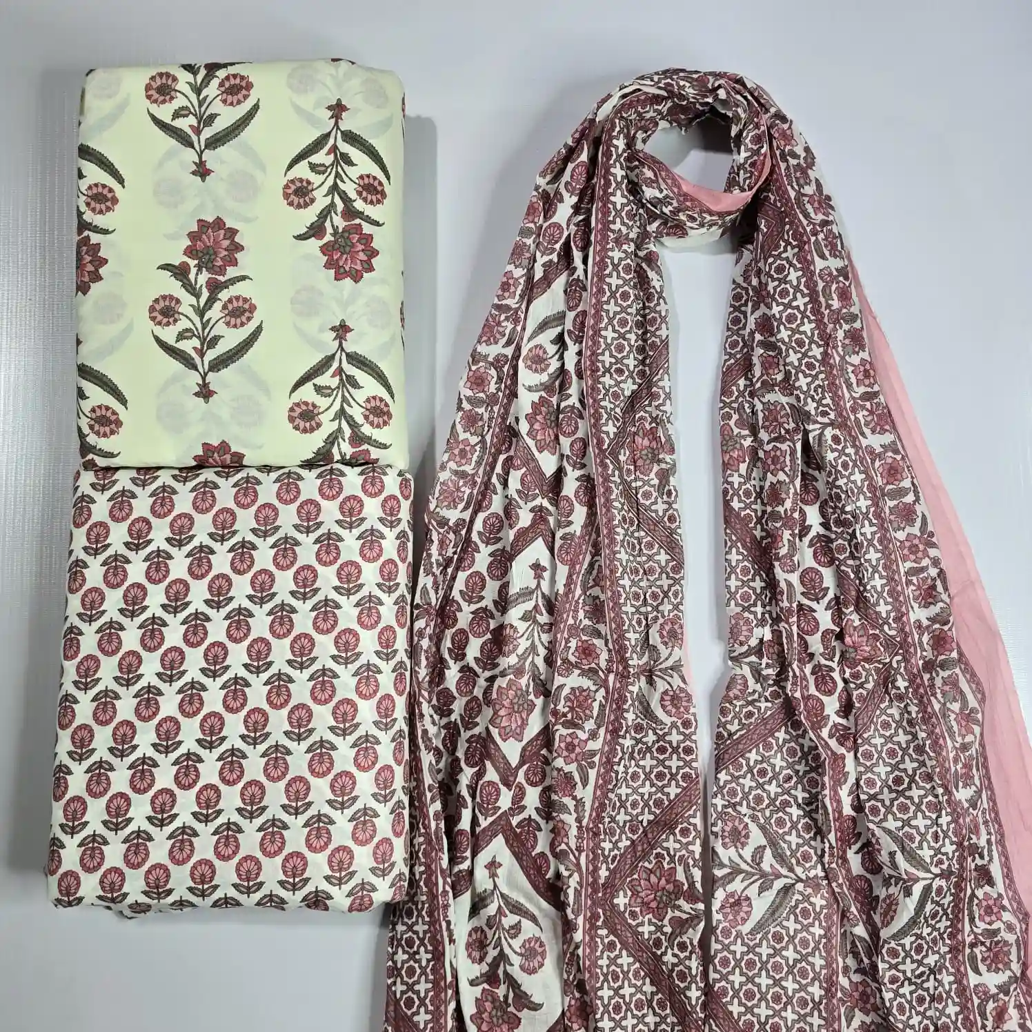 NA3-012 - New Arrival Cotton Fabrics 3-Piece Set | 100% Pure Cotton Fabric Jaipur - Inkdrip