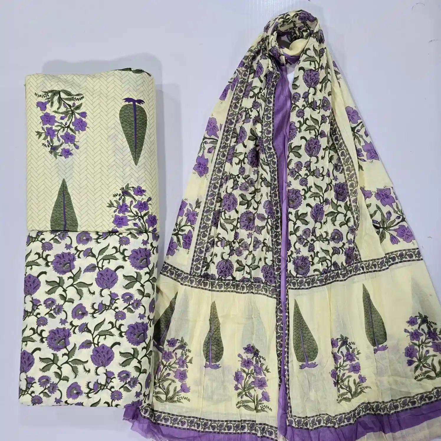 NA3-003 - New Arrival Cotton Fabrics 3-Piece Set | 100% Pure Cotton Fabric Jaipur - Inkdrip