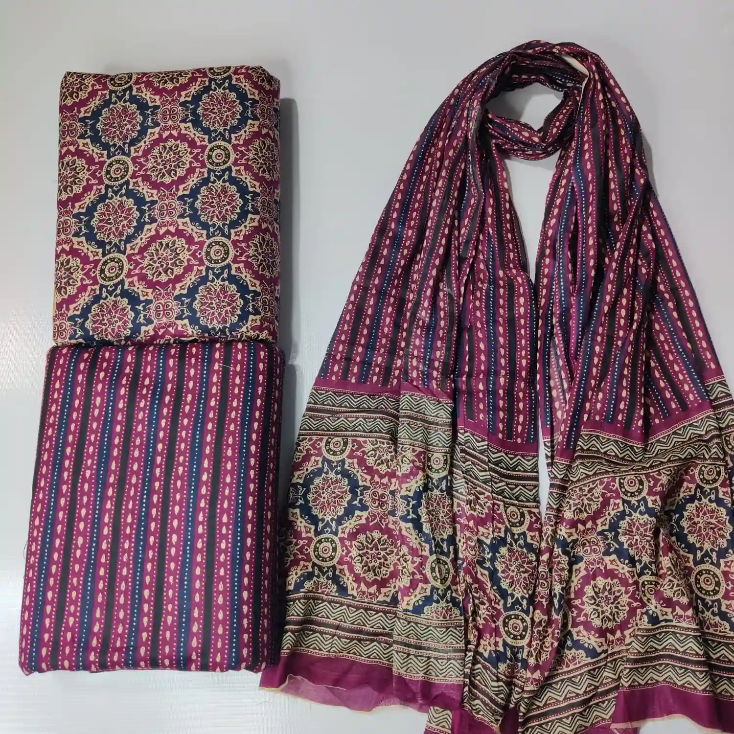 NA3-009 - New Arrival Cotton Fabrics 3-Piece Set | 100% Pure Cotton Fabric Jaipur - Inkdrip