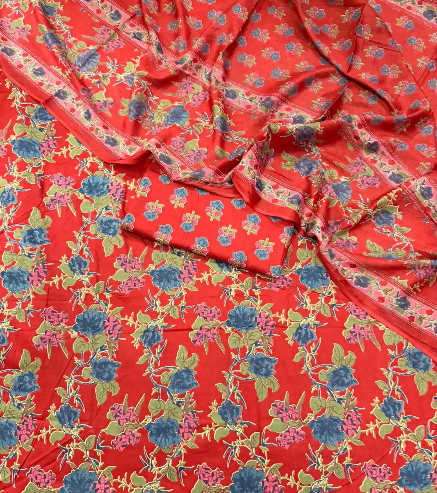 TRA3-011 - Traditional Rajasthani Print Cotton Fabric 3-Piece Set | 100% Pure Cotton Fabric Jaipur - Inkdrip