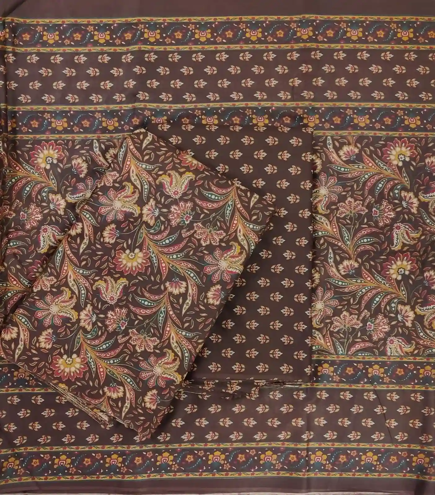 TRA3-006 - Traditional Rajasthani Print Cotton Fabric 3-Piece Set | 100% Pure Cotton Fabric Jaipur - Inkdrip