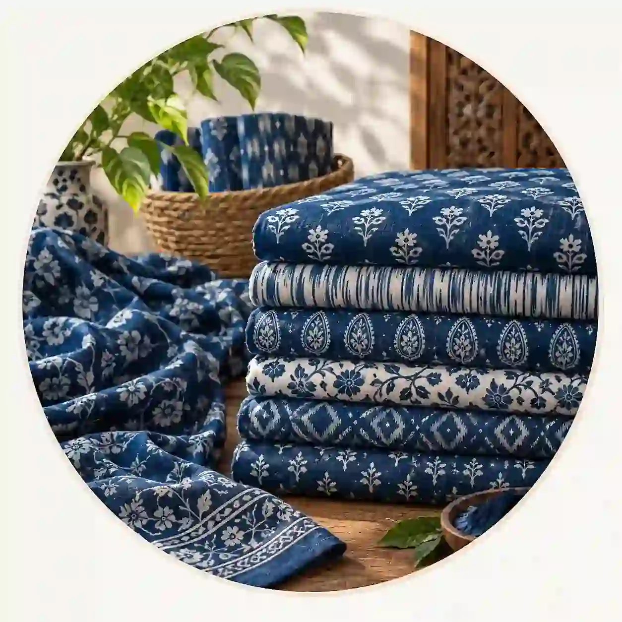 Indigo Print Cotton Fabric - Inkdrip Jaipur