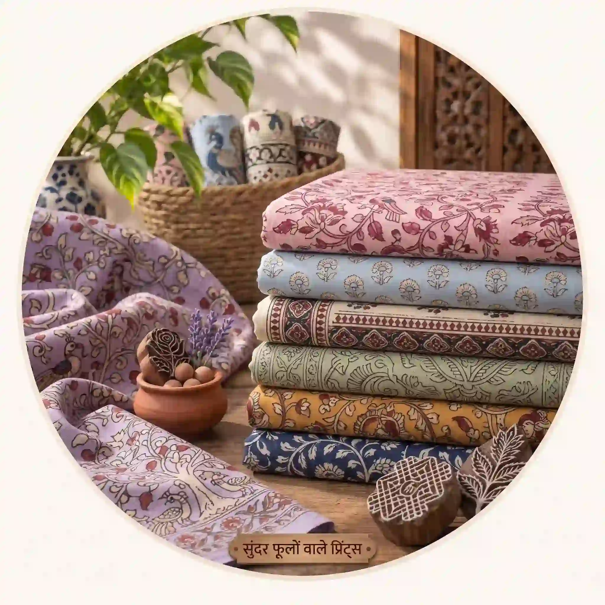Kalamkari Print Cotton Fabric - Inkdrip Jaipur