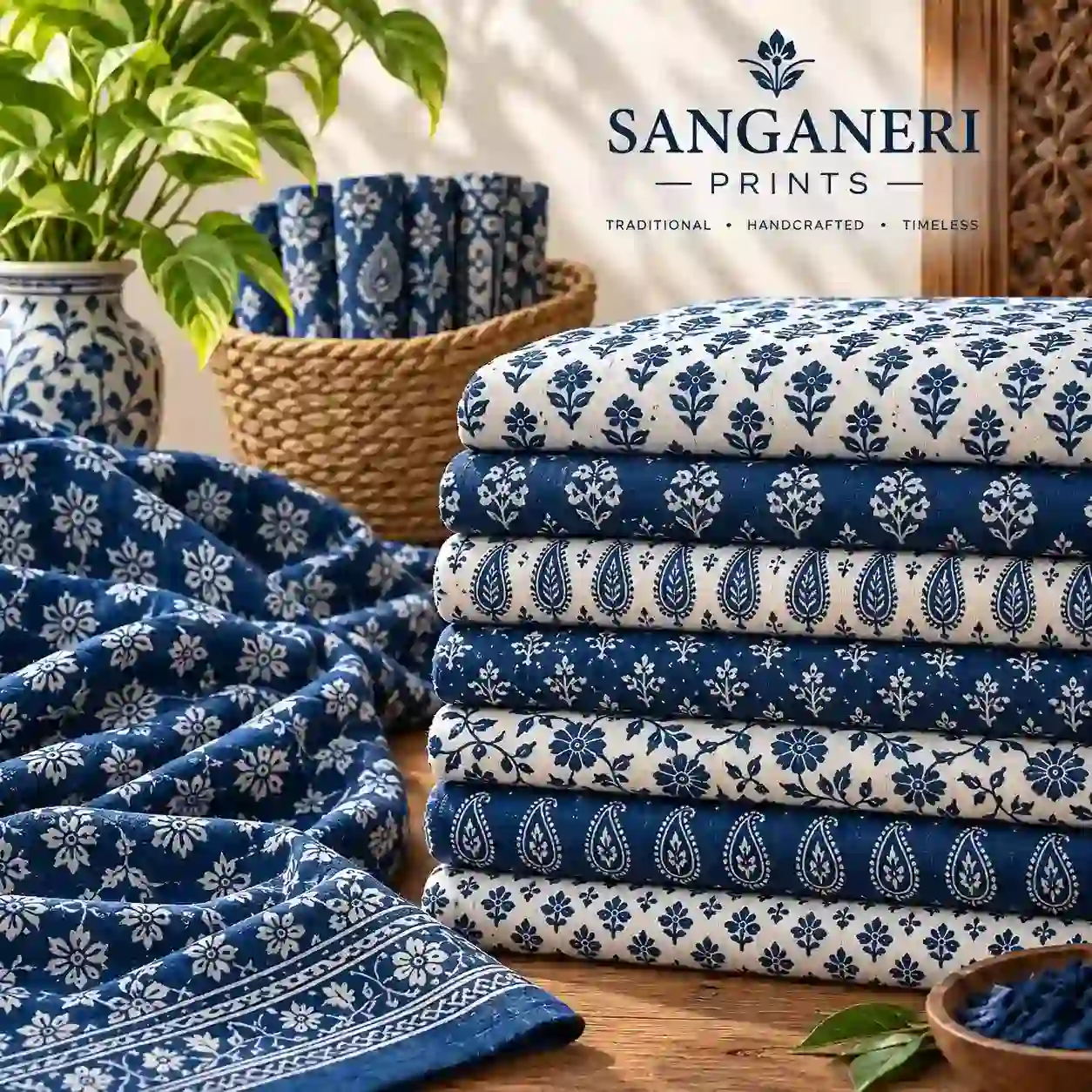 Sanganeri Print Cotton Fabric - Inkdrip Jaipur