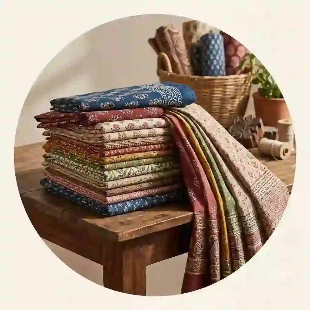 Traditional Rajasthani Print Cotton Fabric - Inkdrip Jaipur